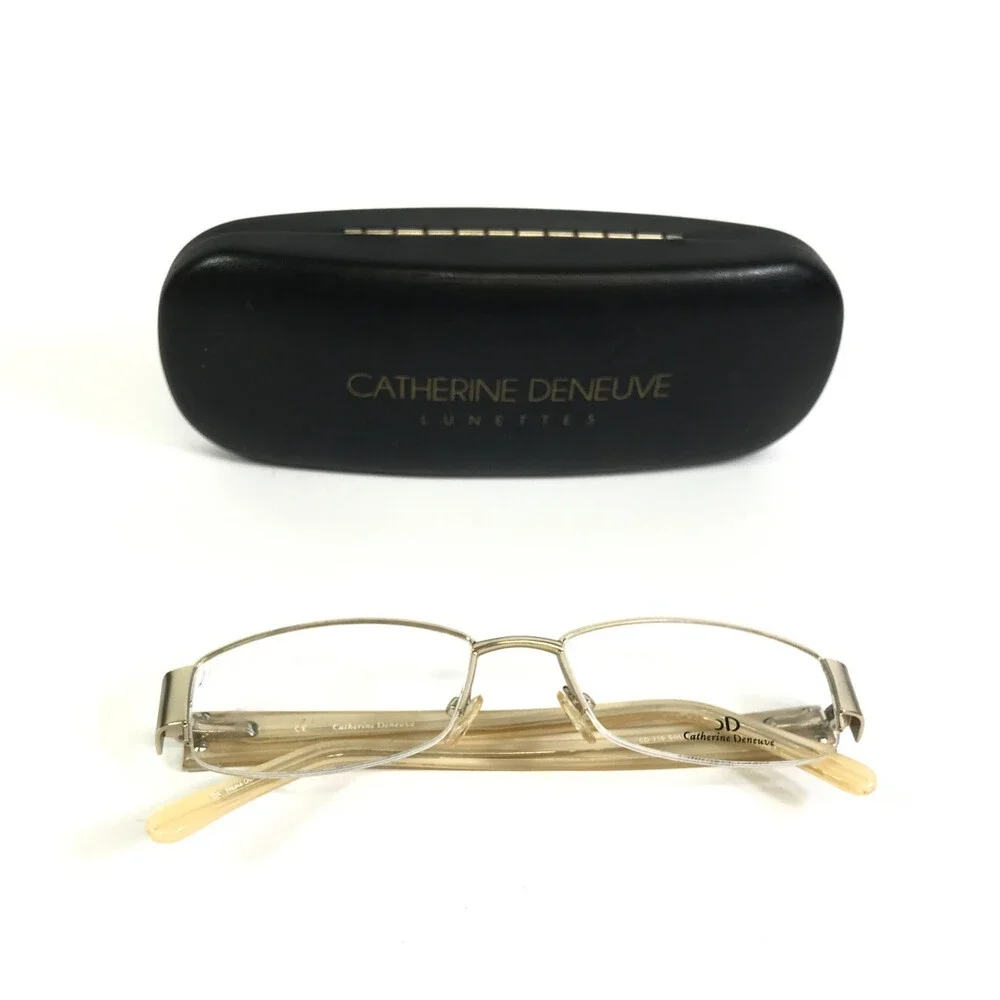 Catherine Deneuve Eyeglasses Frames CD-315 SGLD Satin Gold Crystals 52-17-135